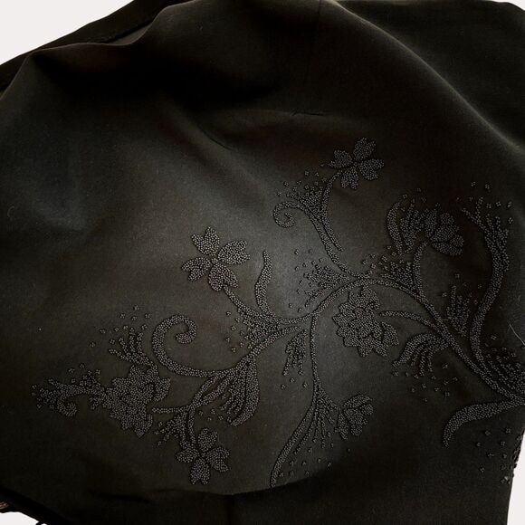 Sangria Petite Beaded Sheath Dress Square Neck Black 4P bv - Picture 4 of 10